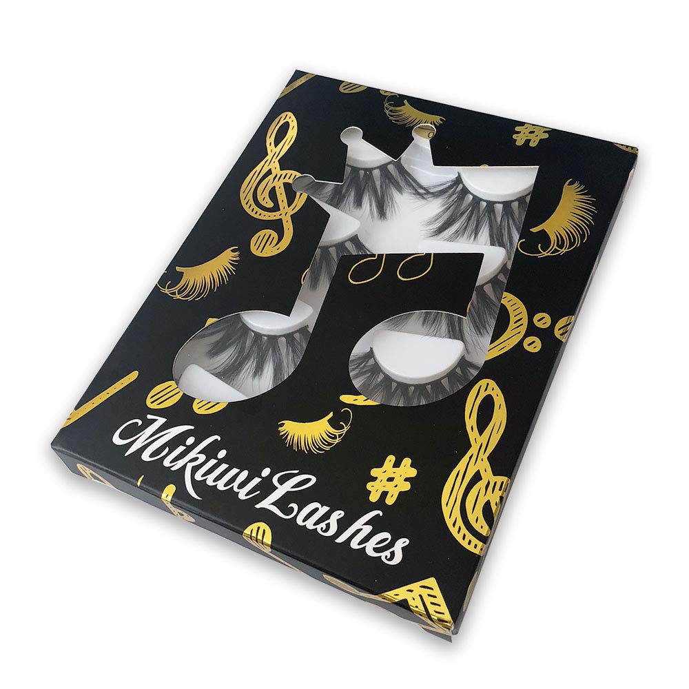 MIKIWI 25mm Lashes, Dramatic 6D Faux Mink Lashes, Fluffy Volume Eyelashes, Thick Crossed Lashes, Long Faux 25mm Mink Lashes (6D4-05)