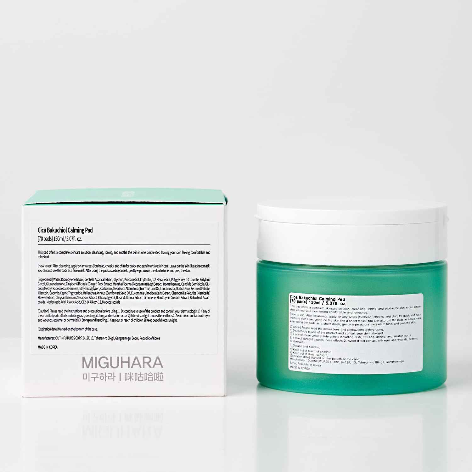 Cica Bakuchiol Calming Pad | Korean Skincare Toner Pad (150ml/5.07 fl.oz.)