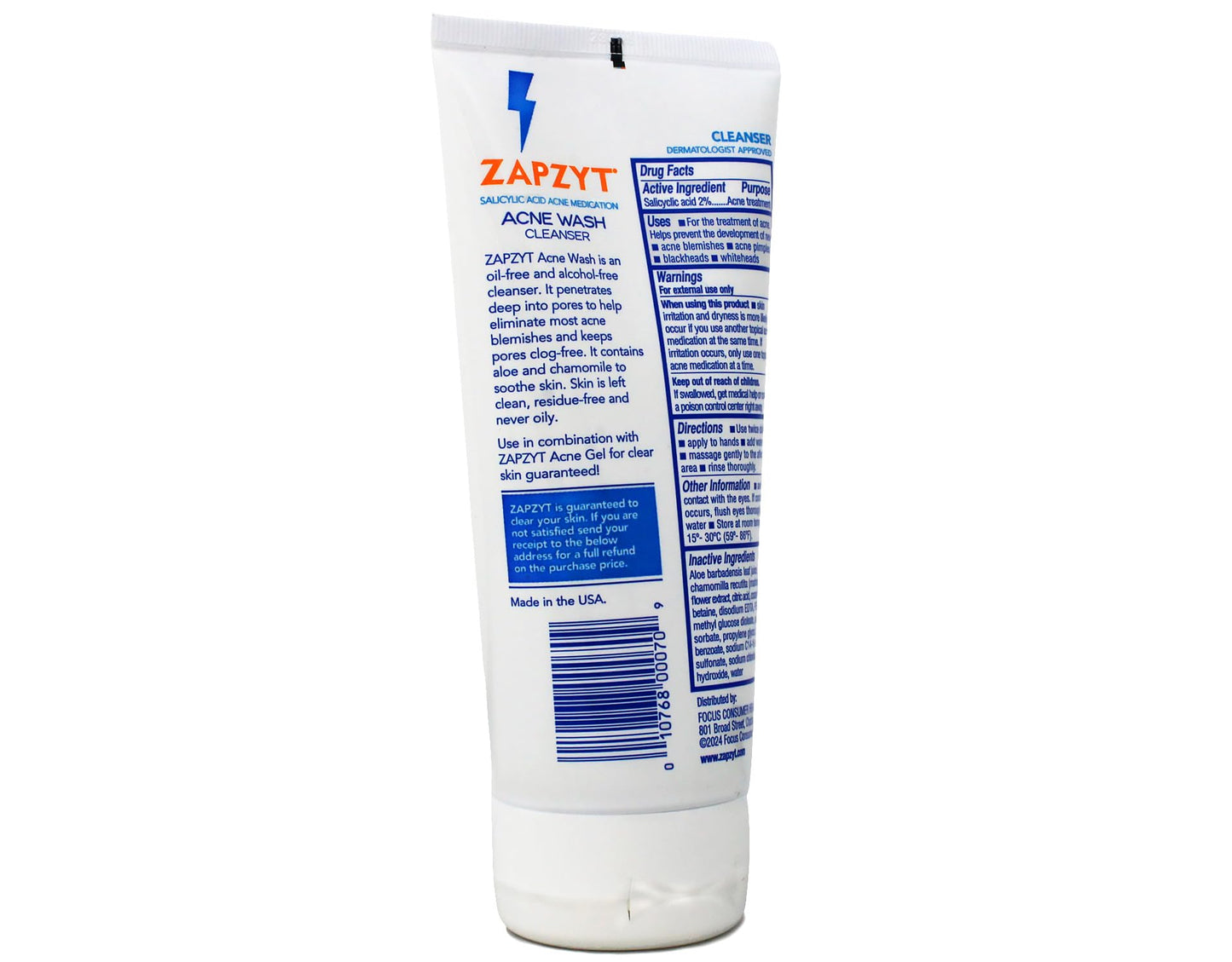 ZAPZYT Acne Wash with Salicylic Acid 6.25 oz (Pack of 4)