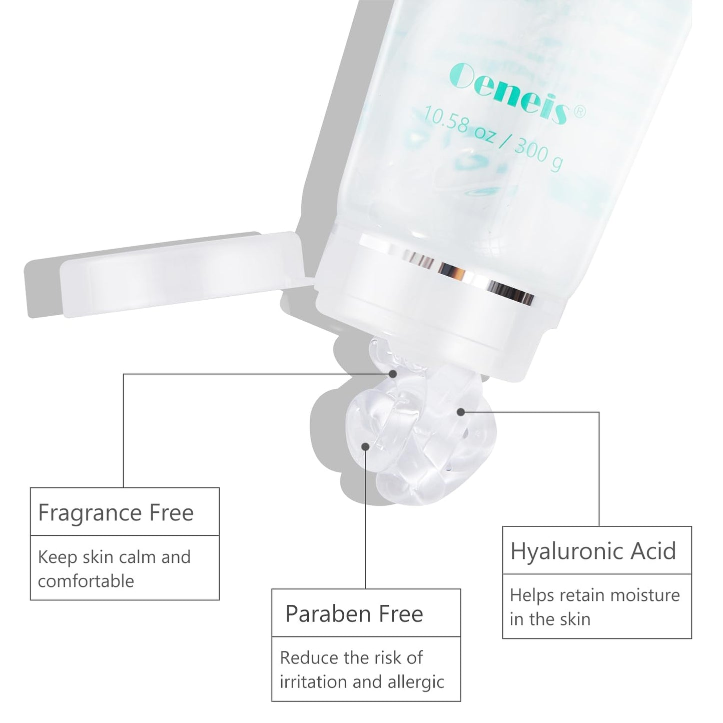 Oeneis Hydrating Gel for Microcurrent Facial Device, Fragrance-Free, Paraben-Free, Gel Primer with Hyaluronic Acid, Non-irritating Moisturizing Gel, 300g Tube (Pack of 2)