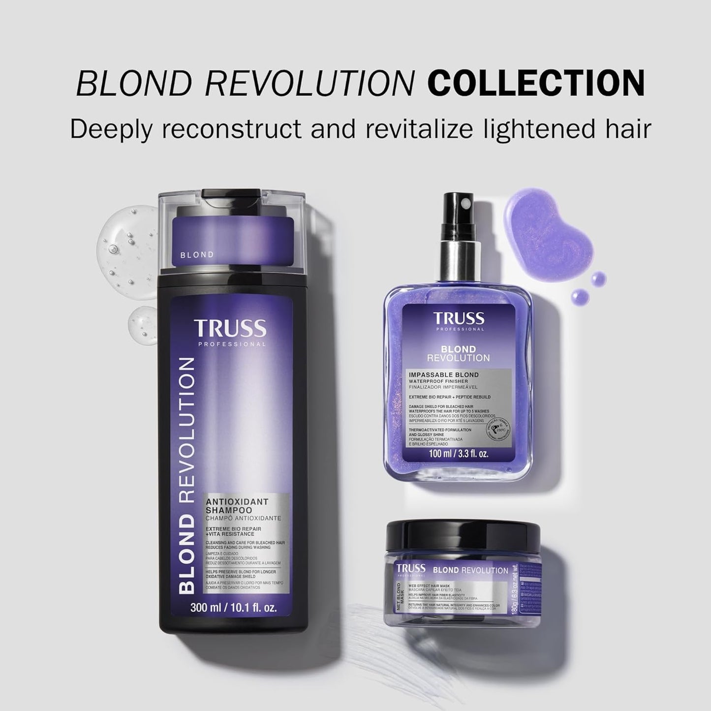 TRUSS Blond Revolution Blonde Shampoo - Gentle Cleansing Shampoo for Color Treated Hair - Preserves Luminous Blonde Coloring While Fighting Oxidation & Increasing Shine (10 fl oz)