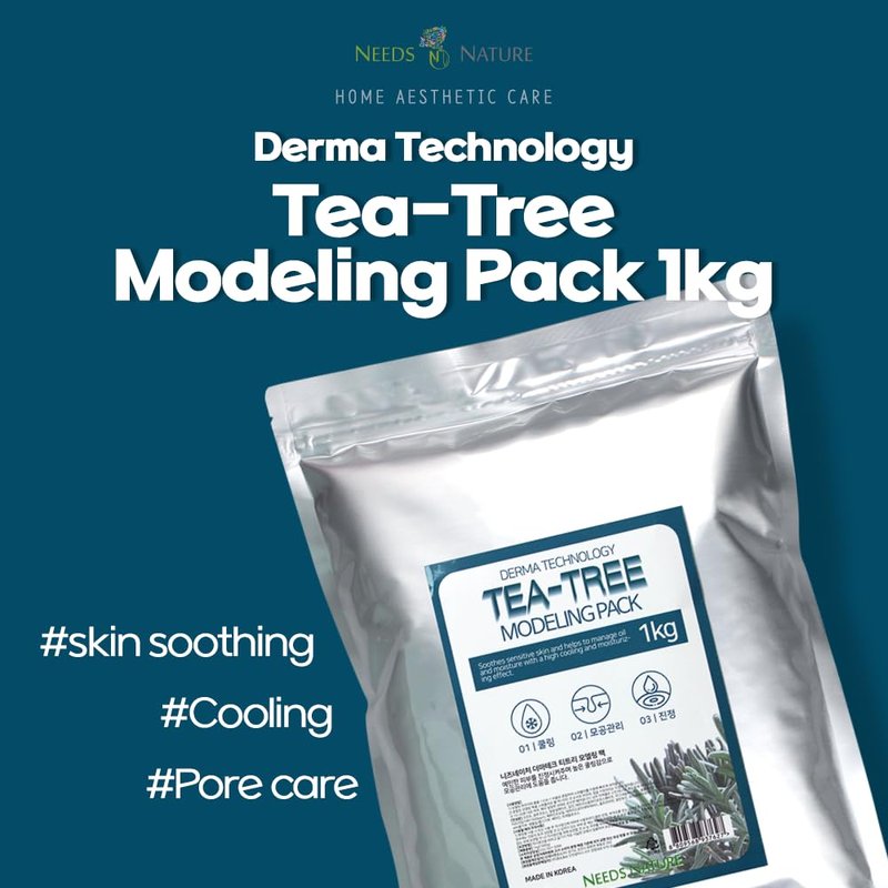 Modeling Mask with Tea Tree – NEEDS NATURE Korean Rubber Mask for Face – Cooling & Skin Balancing Spa Pack | 1000g Set with tool