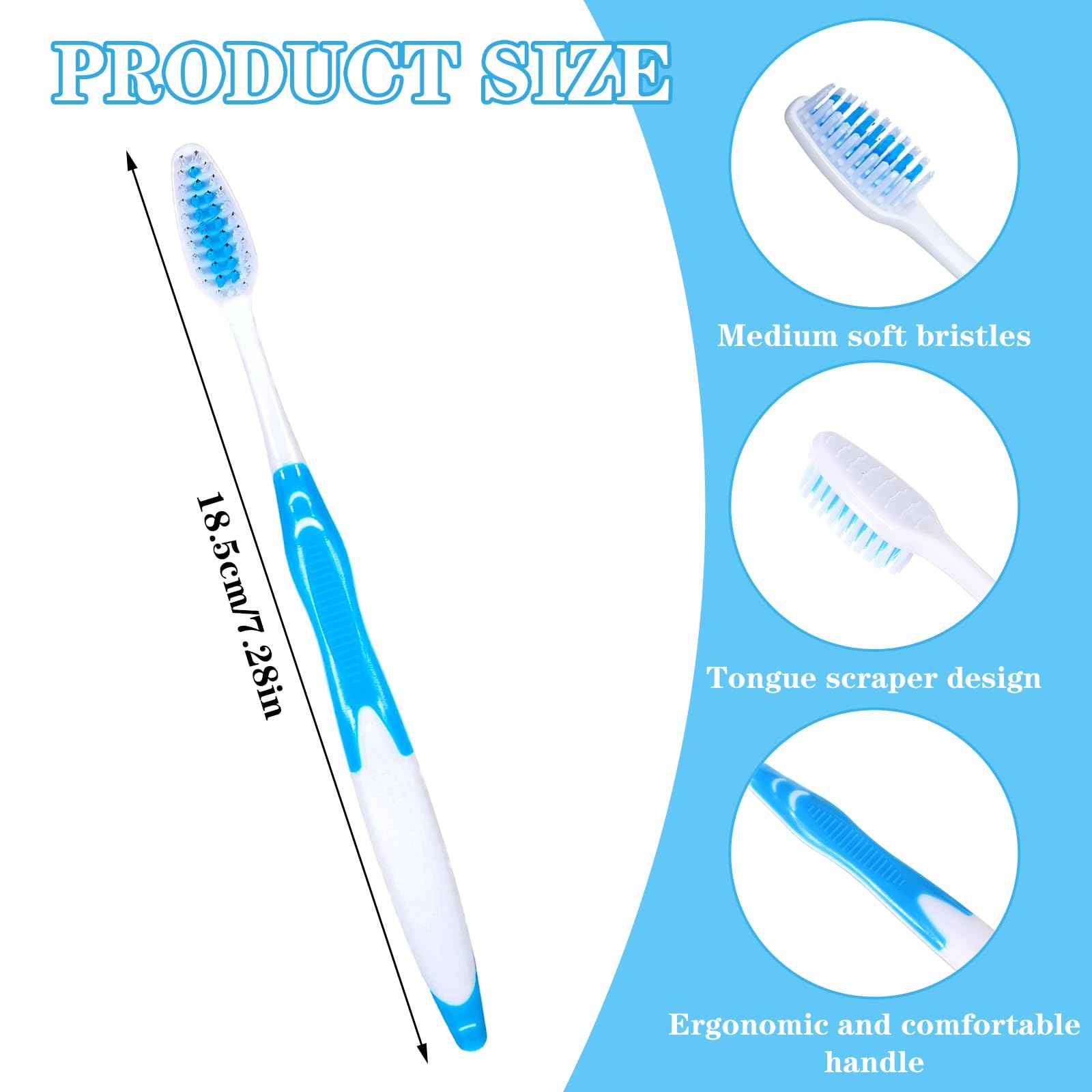 HekouJiub 120 Pack Individually Wrapped Bulk Toothbrushes Pack Disposable Toothbrushes Med-Soft Bristles Toothbrushe for Travel, Hotels, Donations
