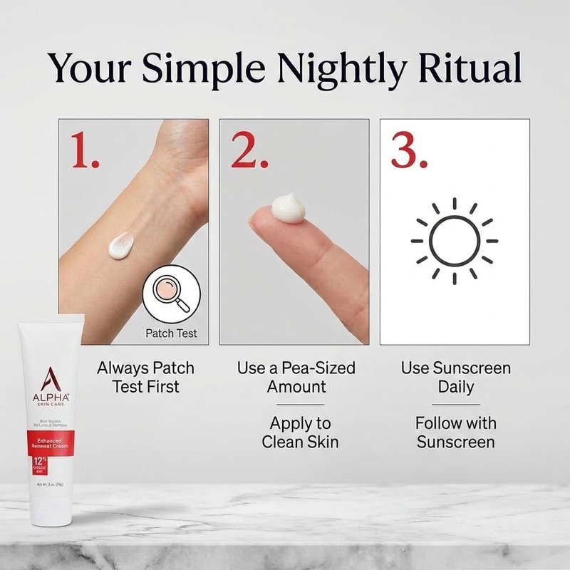 Alpha Skin Care Enhanced Renewal Cream, Anti-Aging Formula, 12% Glycolic AHA, Reduces Lines & Wrinkles, Normal to Dry Skin, 2 Oz, Pack of 1