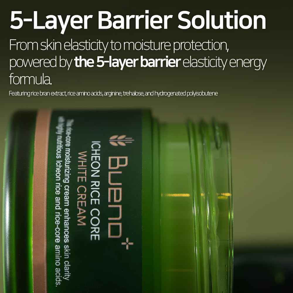 Bueno+ Icheon Rice Core Cream 2.82 fl.oz (80g) | Hydrating & Soothing Facial Cream with Icheon Rice Amino Acids | Long-Lasting Moisture, Korean Skin Care