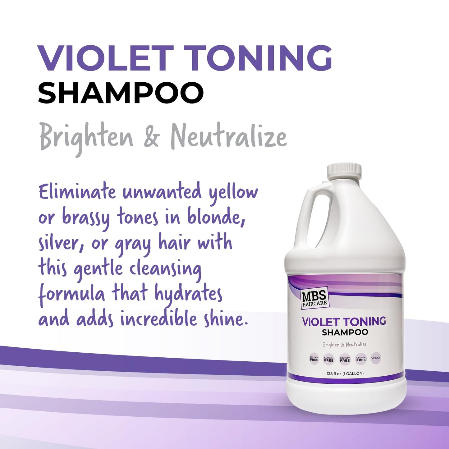 MBS Haircare Salon Grade Violet Toning Shampoo – Professional Purple Shampoo for Blonde, Silver & Gray Hair – 1 Gallon