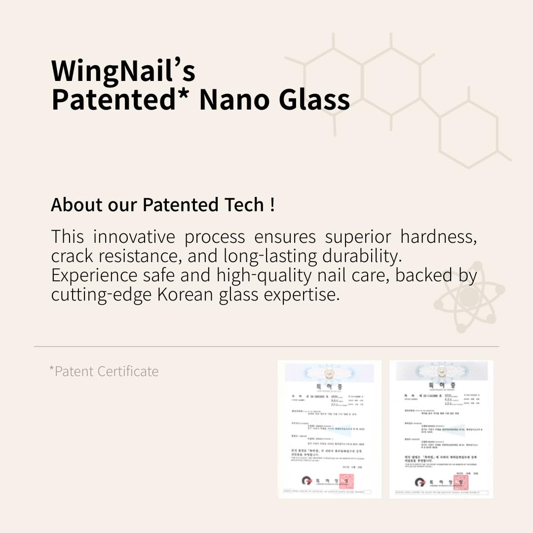Wing Glass Nail File and Buffer – Nano Glass Nail Shiner, Professional Manicure Tool for Natural Glossy Finish, Washable & Reusable, 5 Colors, 5 Inch (Pink)