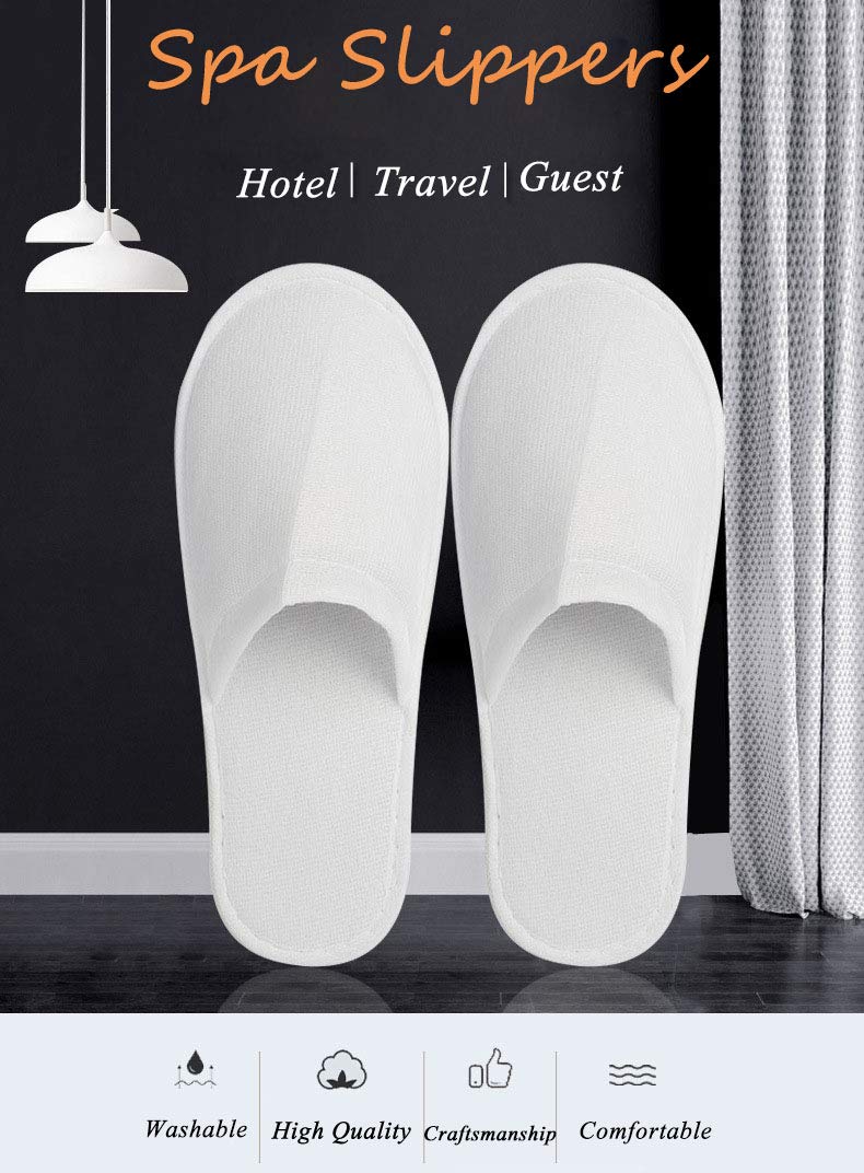 KRISMYA 24 Pairs Spa Slippers,Closed Toe Disposable Slippers White