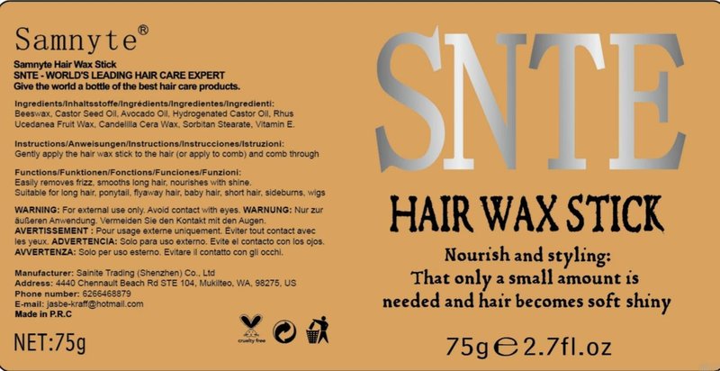 Samnyte Hair Wax Stick, Gel Tamer for Flyaways, Nourishing Slick Stick Pomade for Women & Kids, Slick Back & Styling Cream, Hair Styling Accessories for Teen Girls Gifts, 2.7 Fl Oz