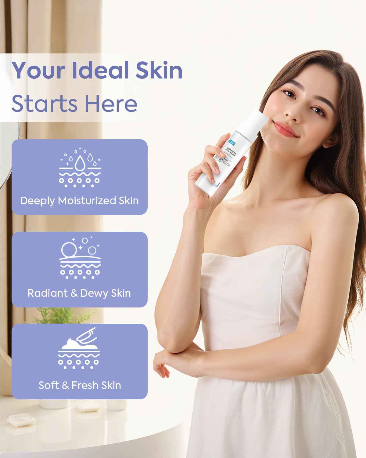 可复美 KOMFYMED Aqua Luminous Moisturizing Essence Toner with Sodium Hyaluronate & Algae Extract - Deep Hydration, Radiance Boost, Lightweight Facial Essence for All Skin Types, 120ml / 4.05 fl.oz