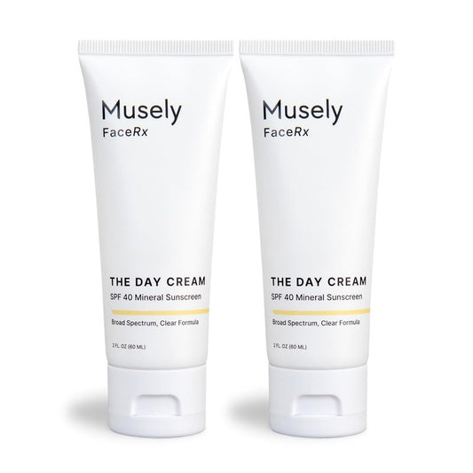 Musely Day Cream Mineral SPF 40, Clinical Grade Sunscreen, Broad-Spectrum, Water Resistant, 2 Fl Oz, Clear Color, 2x Bundle