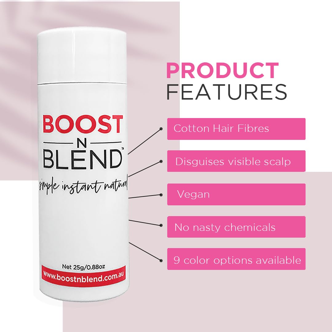 Hair Fibers for Thinning Hair - BOOST N BLEND Cotton Volumizer | Warm Cinnamon Brown (25g/0.88oz)