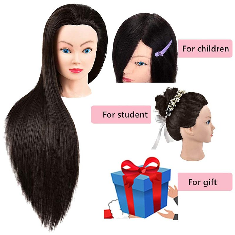 headdoll Mannequin Head Styling Mannequin Head for Hair Styling and Free Table Stand Training Head Manikin Cosmetology Doll Head with Long Fiber Hair Hairdresser Practice Head for Stylist