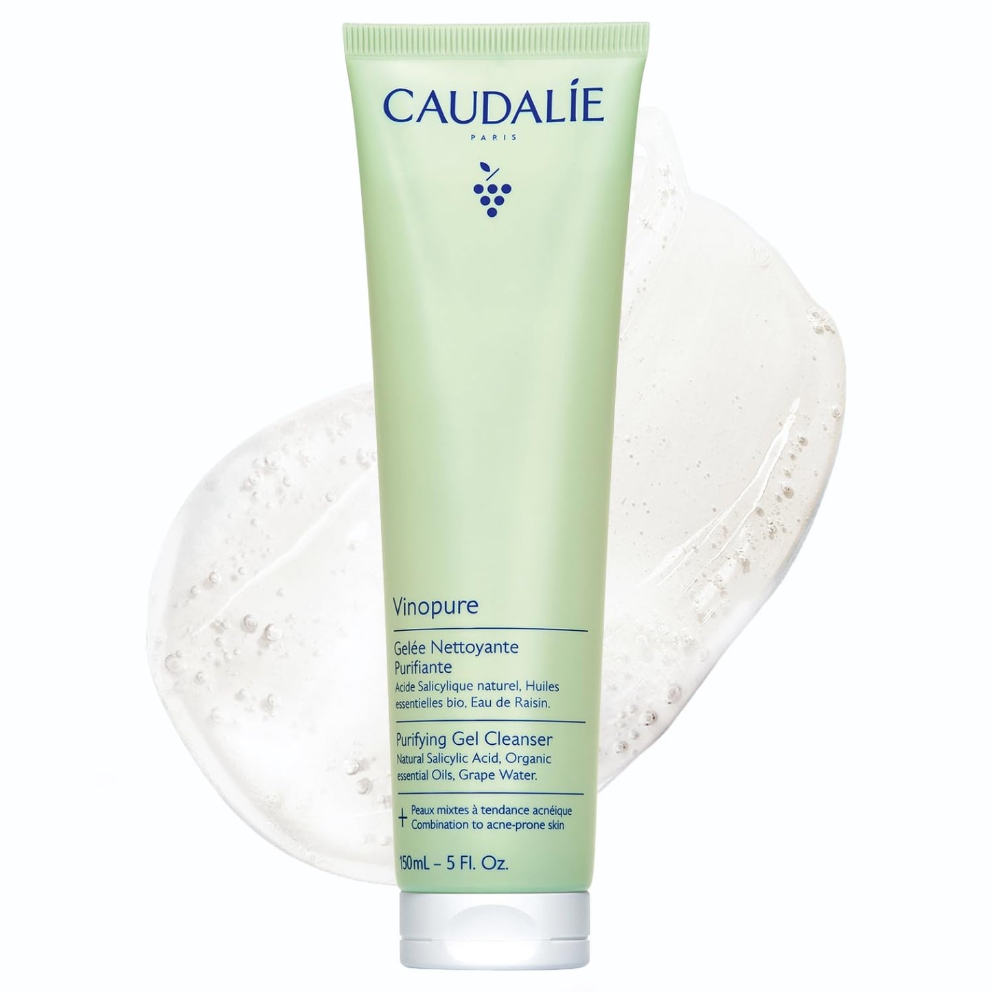 Caudalie Vinopure Salicylic Acid Cleanser - Pore Purifying Gel for Clear Skin