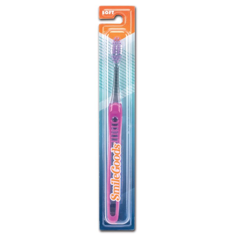 SmileGoods A385 Toothbrush, 38 Tuft, Soft Bristle, 72 Individually Packaged Premium Toothbrushes, Assorted Colors Bulk Pack of 72