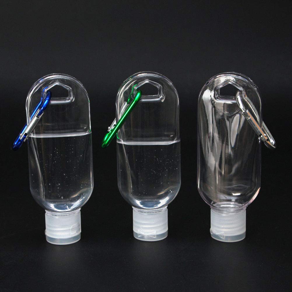 50 Pack Travel Plastic Clear Keychain Bottles,2 oz Leakproof Refillable Empty Bottles Portable Liquid Squeeze Container Flip Cap (50pc)