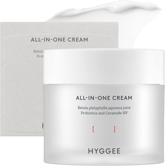 KSBC HYGGEE All in One Cream - High Moisture Barrier Face Moisturizer for Dry Skin - Probiotics & Ceramide - Non Sticky Moisturizing Cream - Skin Irritation Free, 2.7oz.