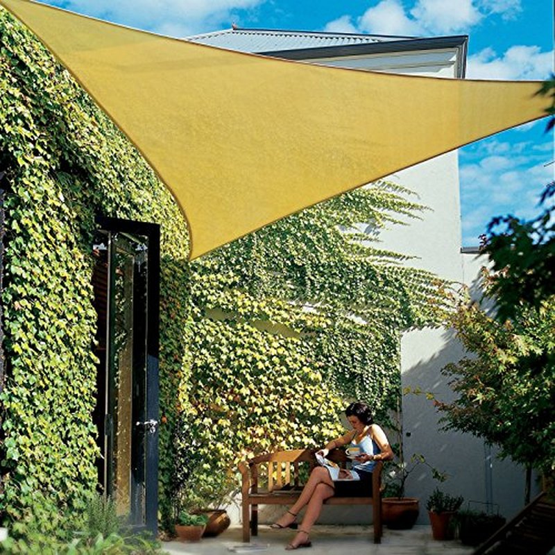 Coolaroo Coolhaven Shade Sail Kit - 95% UV Block Breathable Outdoor Sun Shade with Stainless Steel Hardware for Patio, Deck, Garden, or Pool, 18 ft Triangle, Sapphire