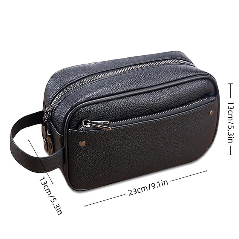 KAIDUCHKDC Small Mens Clutch Bag with Anti-Theft Lock - Travel Toiletry Bag for Men Trip Bathroom Hygiene Dopp Kit for Shaving Kit Organizer Essentials, Grooming