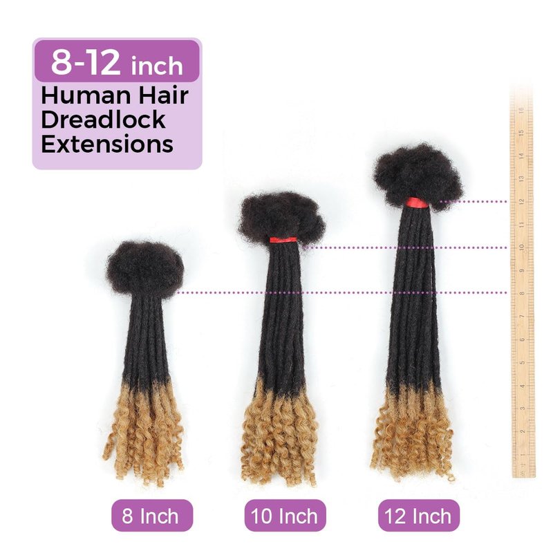 Human Hair Loc Extensions - 8 Inch Curly Ends, 30 Strands, 0.4cm Width | #T27