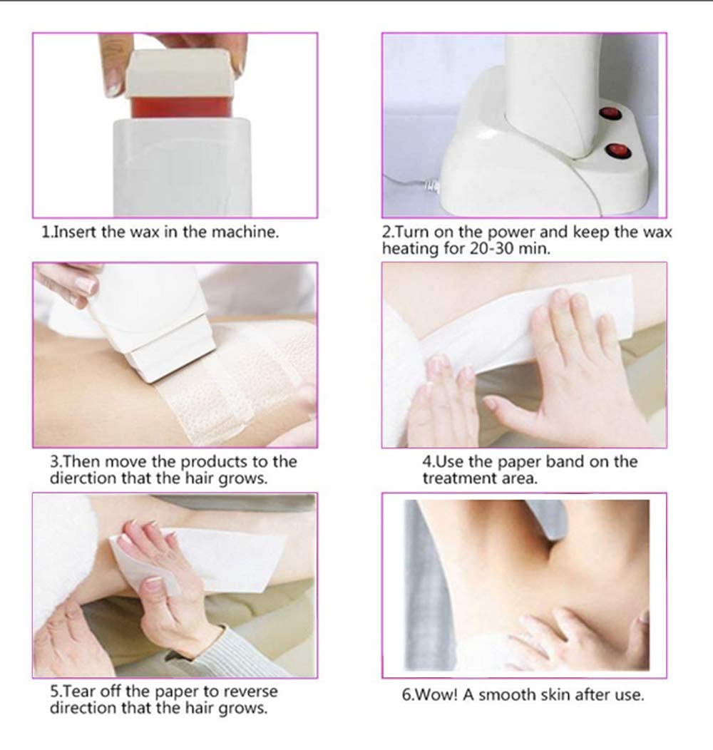 Nynelly Depilatory Roll on Wax Warmer Kit, Portable Hair Removal Epilator Machine Set for Women Men - Leg, Bikini, Armpit (Heater 1, Wax 1, 20 Strips)