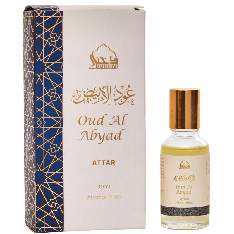 Dukhni White Oud Attar Oil - Alcohol-Free Arabic Perfume for Men & Women | 30ml Roll-On, Vegan Fragrance for Eid & Ramadan Gifts