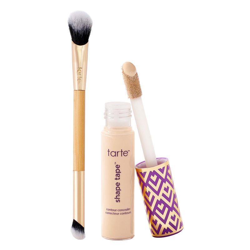 tarte shape tape concealer & brush – Instant Full Coverage for Under Eye, Dark Circles, Redness & Discoloration, Dermatologist-Tested, Vegan, Cruelty-Free, full size, 12N fair neutral