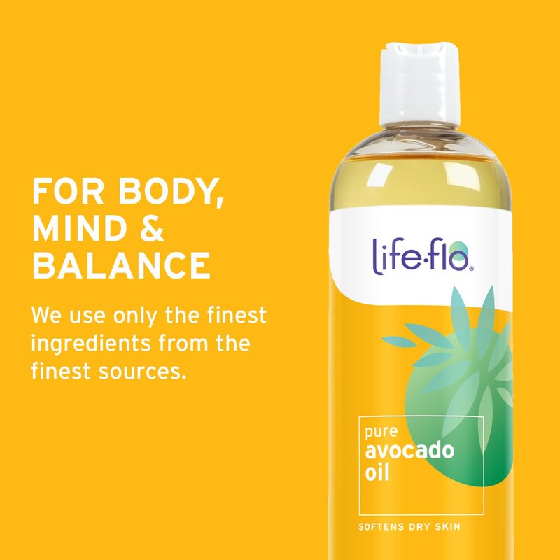 LifeFlo Pure Avocado Oil for Skin Care, Hair Care and Massage, Cold Pressed, Face and Body Moisturizer, Naturally Rich in Protein, Vitamins A, D and E, 60-Day Guarantee, Not Tested on Animals, 16oz