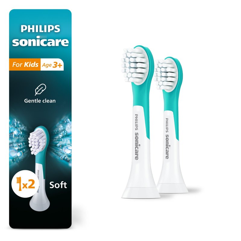 Philips Sonicare for Kids - Genuine Replacement Electric Toothbrush Heads,Compact Size,for Kids Aged 3+,HX6032/94,2 Count (Pack of 2)
