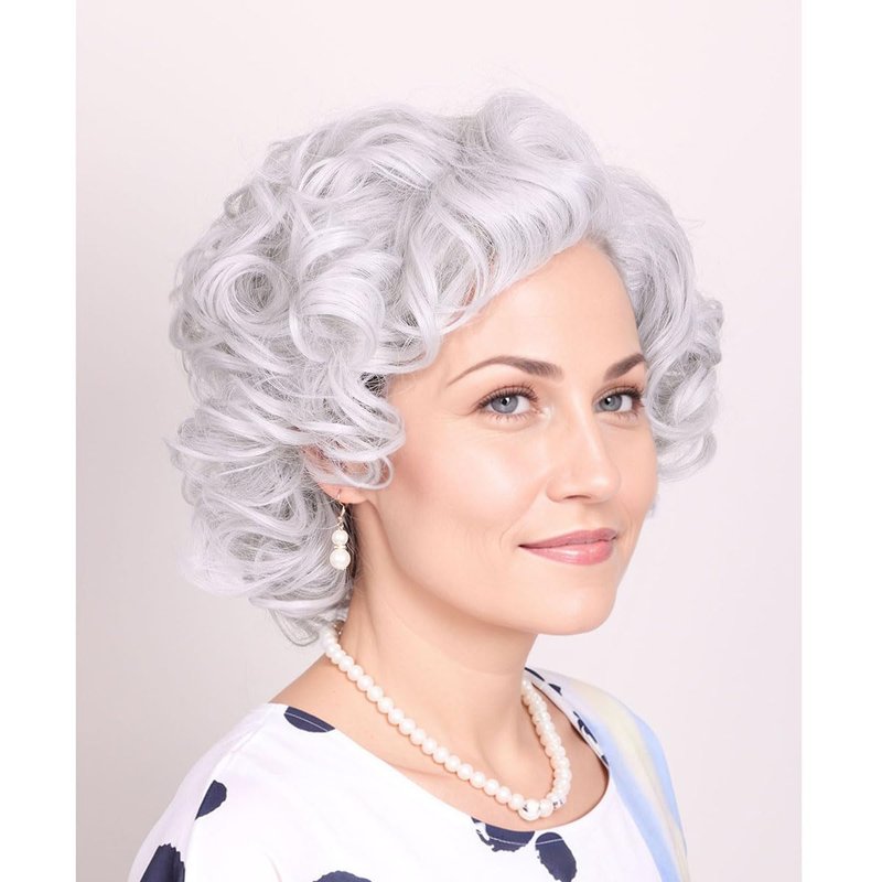 Silver White Curly Wig for 100 Days of School - Perfect for Old Lady Costume