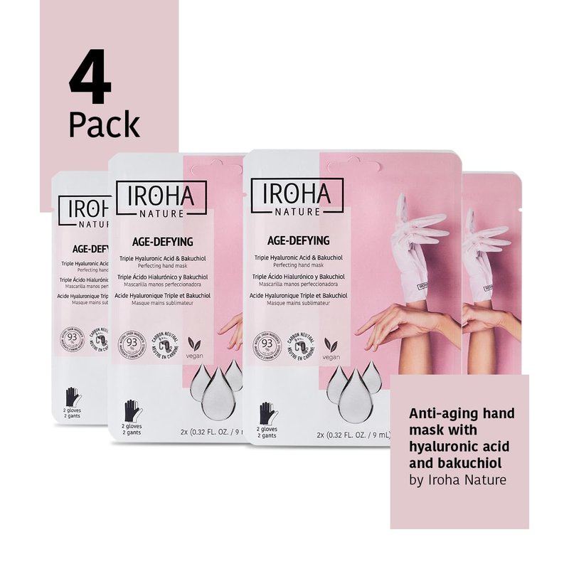 IROHA NATURE Anti-Aging Hand Mask Gloves | 15 Pairs | Triple Hyaluronic Acid, Bakuchiol & Niacinamide | Reduces Wrinkles & Dark Spots | Vegan & Cruelty-Free | 93% Natural Ingredients
