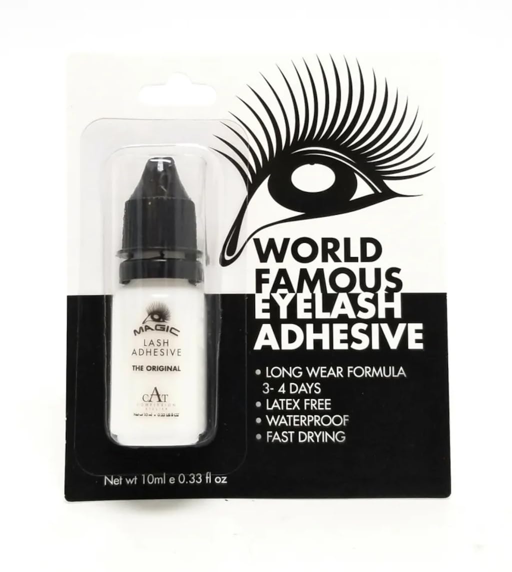 CAT Lash Adhesive, Lash Glue, 72+hr Extra Strong Long Lasting Wear Formula Waterproof Latex Free Fast Drying Eyelash Glue CAT (0.33 fl. OZ/ 10 ML)