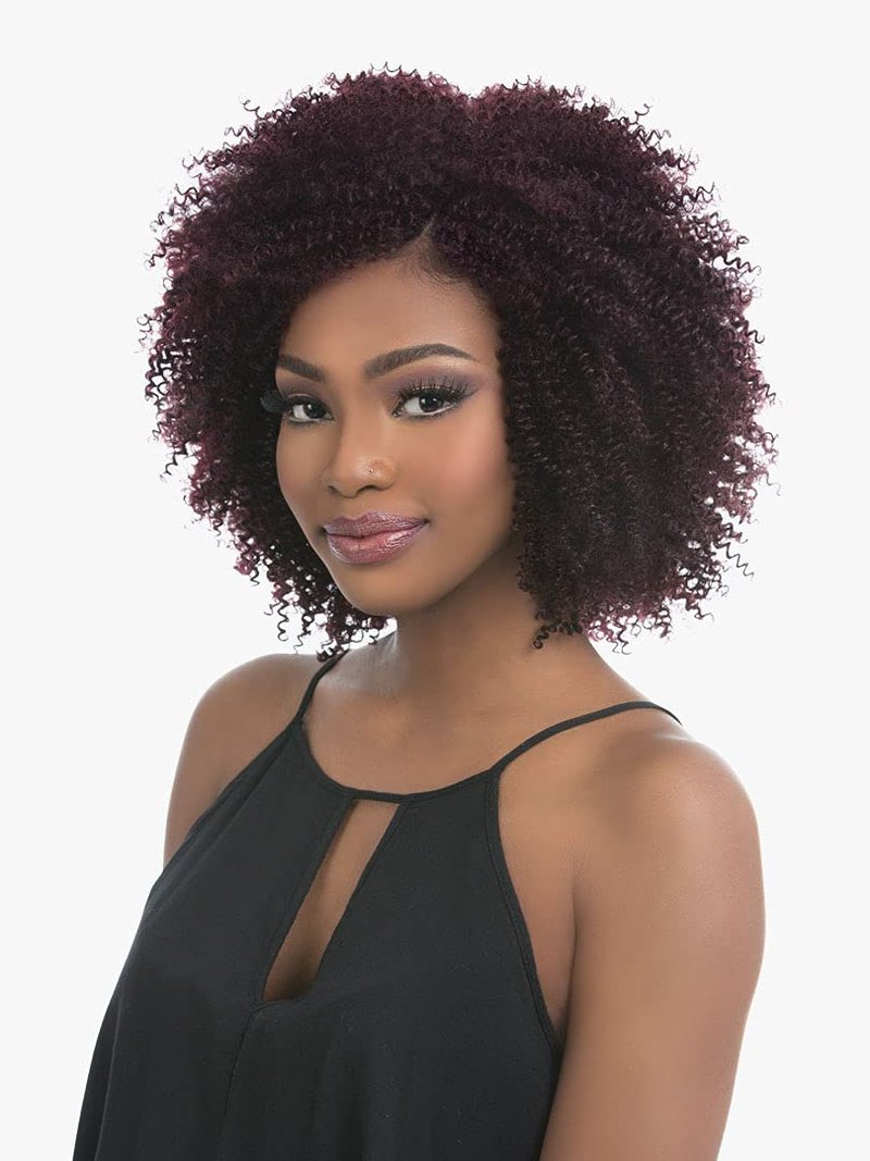 Sensationnel Empire Curly human hair - cork screw 10s 3pcs tangle free weaving for quick weave and sew in styles for faux highlights (1B OFFBLACK)