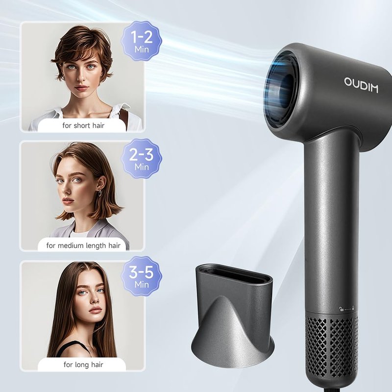 Hair Dryer with Digital Display, High Speed11000RPM, 4 Level Temperature/Speed Settings, Double air Filter, Low Noise, Lightweight, Portable for Travel
