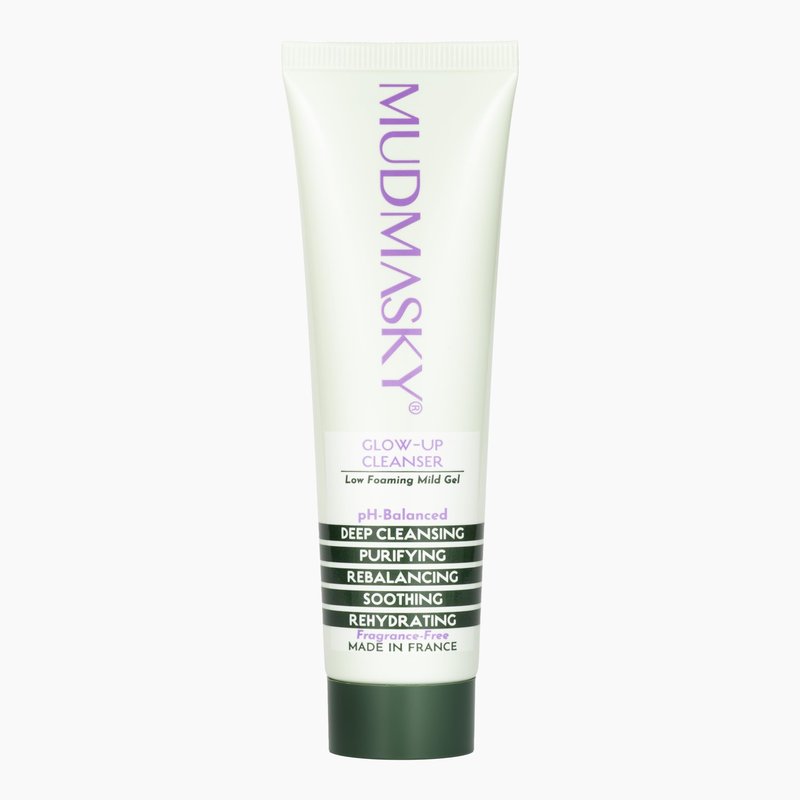 MUDMASKY Glow Up Cleanser 2.0 OZ - pH-balanced - plant-based cleanser, made in France, Gentle on skin, tough on impurities. Low-foaming gel cleanser without SLS and harsh chemicals. Sensitive skin.