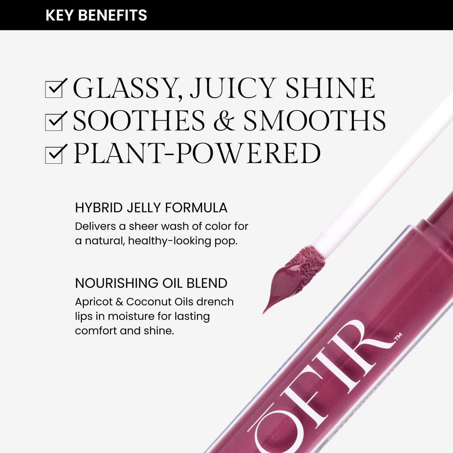 OFIR Hue Hydrator Lip Jelly - Luminous Gloss With Apricot & Coconut Oil | Mocha Glow - Warm Terracotta, 0.135 Fl oz