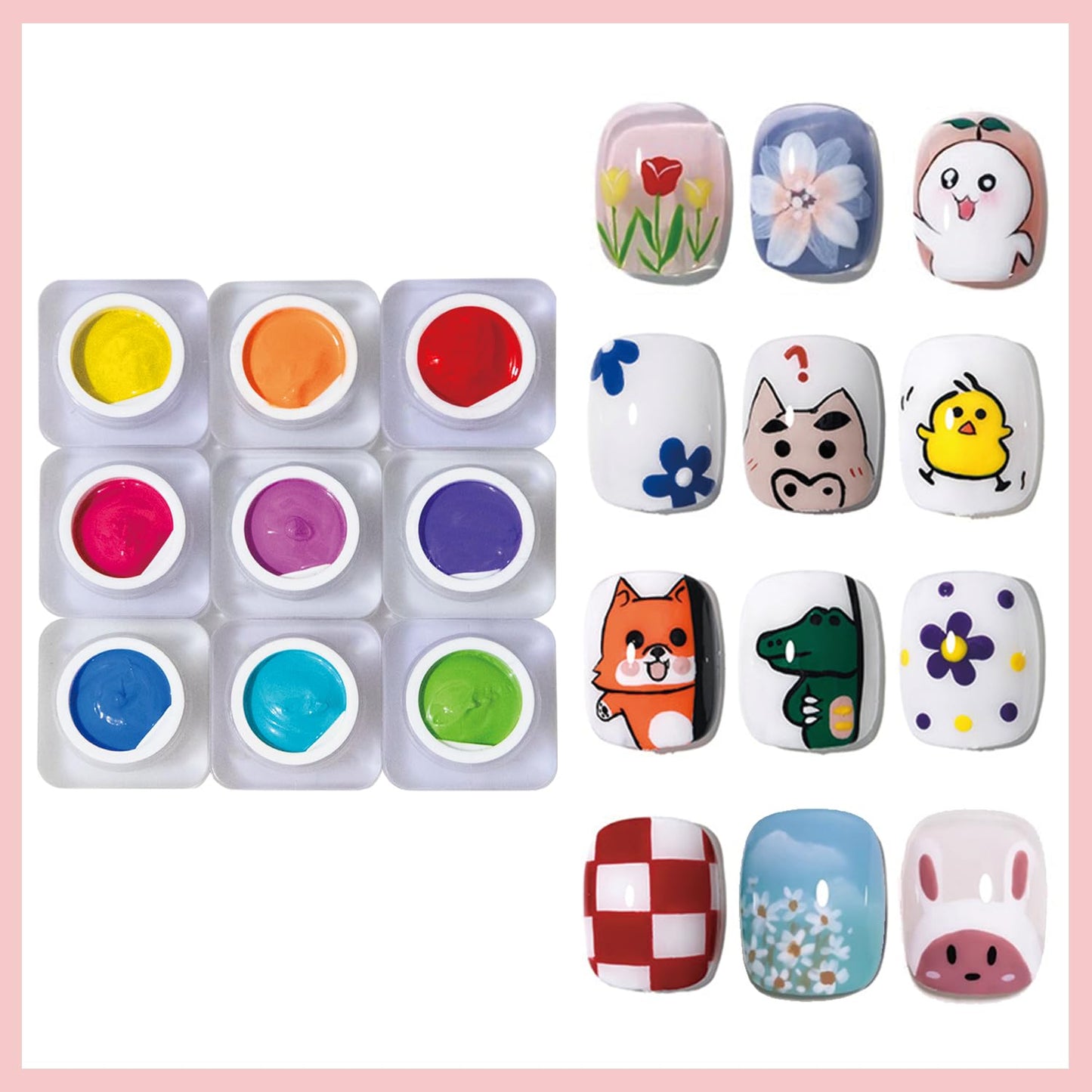 MOEPAK 9 Color Pat Painting Gel Nail Polish Set - Ombre Aura Nail Art Gel Paint for Salon Manicure with Sponges