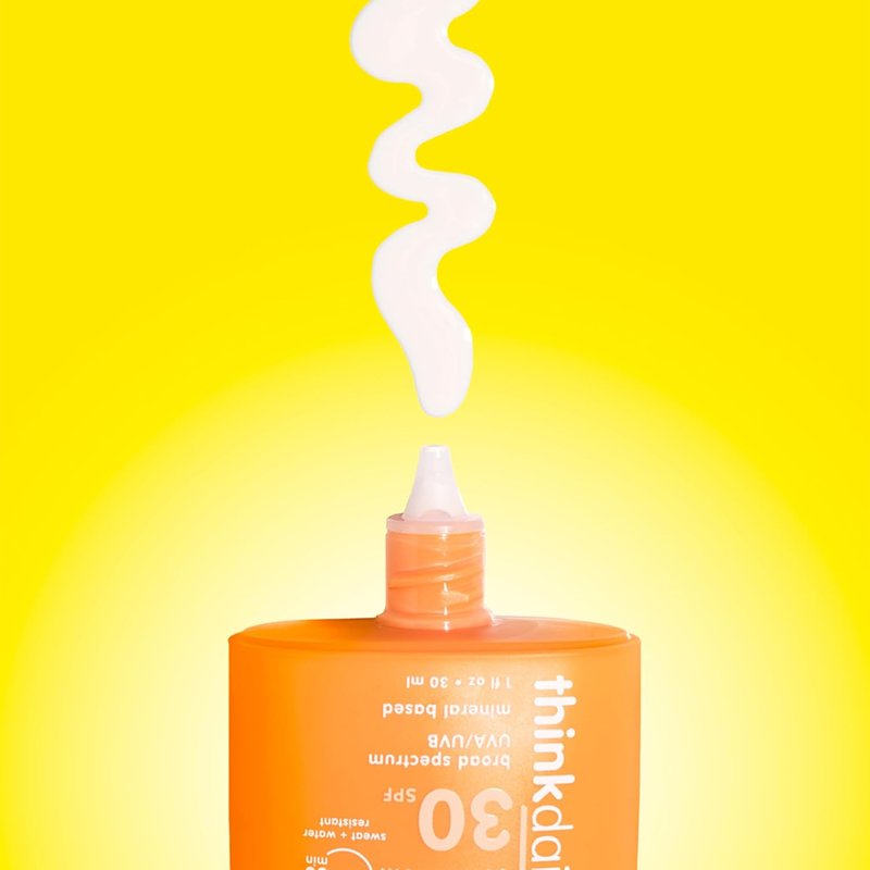 Thinkdaily SPF 30 Sunscreen - Hydrating Mineral Face Serum with Zinc Oxide, Aloe Vera & Jojoba Oil | 1 Fl Oz