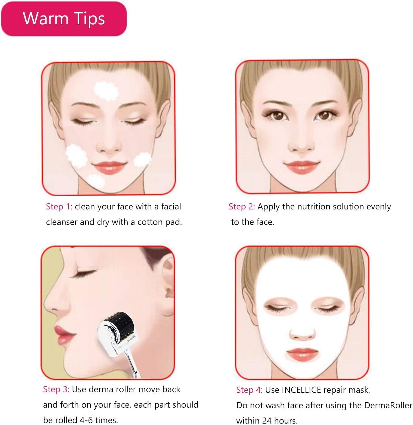 INCELLICE Soothing Facial Mask After Microneedling - Post Derma Roller, Microneedling Stamp & Pen Skin Recovery Treatment - Calming & Hydrating Sheet Mask - 5 Packs