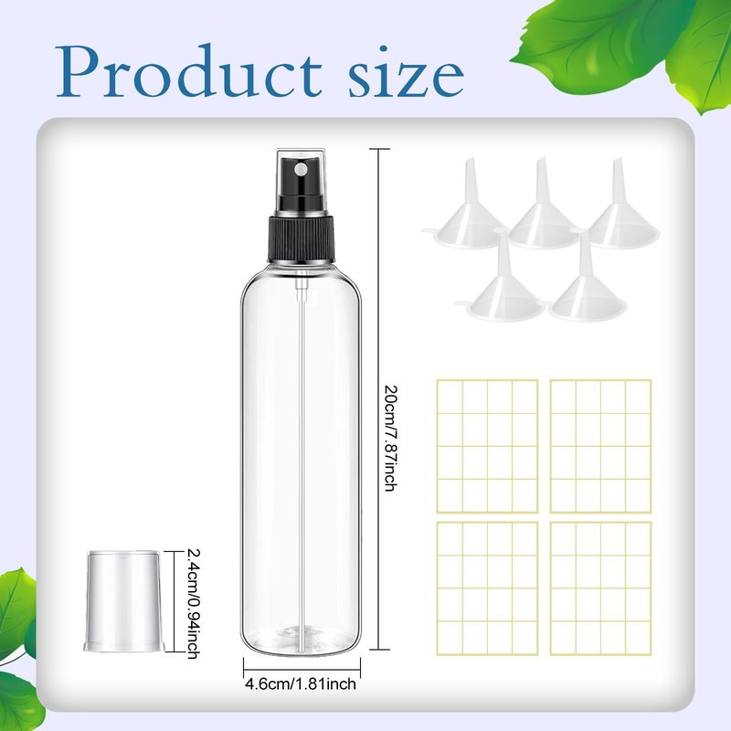 SENONAPO 48 Pcs 8 oz Plastic Spray Bottles Refillable Mist Sprayer with Spray Cap Classic Fine Mist Spray Bottles Clear Empty Plastic Travel Bottles for Oils Travel Perfumes Essential (Black,White)