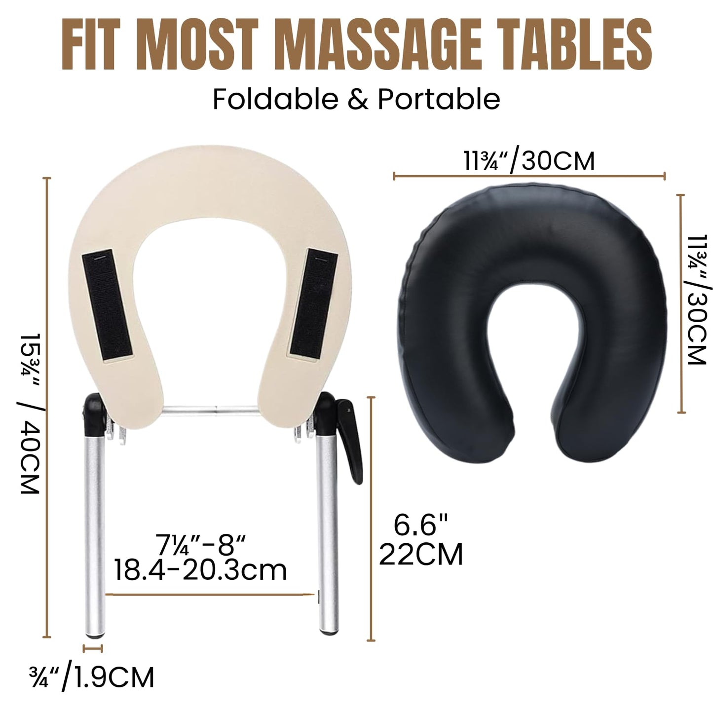 Massage Face Cradle with Cushion Massage Table Headrest, Fit Most Massage Table, Memory Foam, Adjustable (Aluminum Frame)