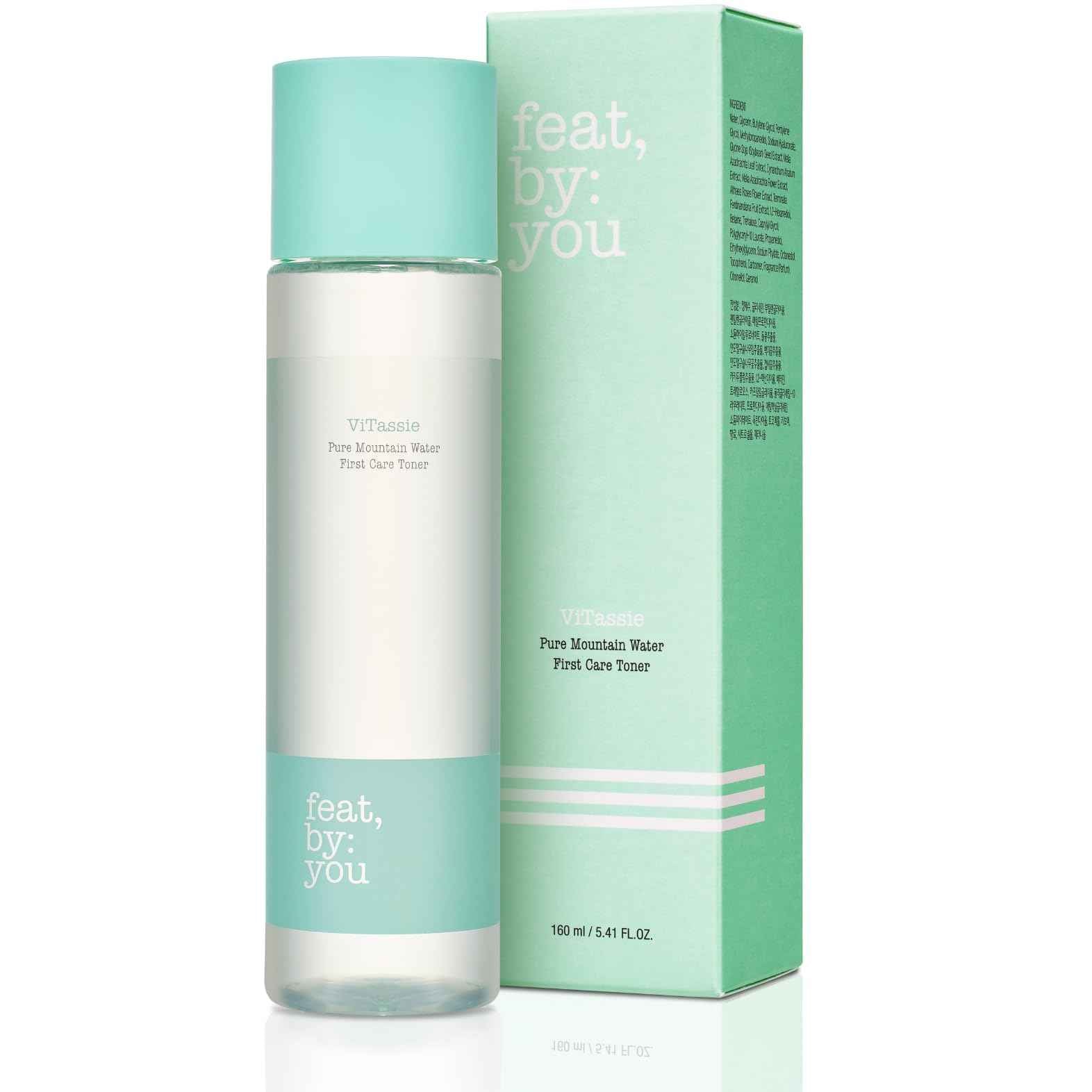 Feat By You ViTassie Pure Mountain Water First Care Toner - (5.41 FL OZ) Hydrating Toner for Face with Vitamin C & Hyaluronic Acid, Korean Skin Care Pore Minimizer Facial Toner, Vegan, Made in Korea