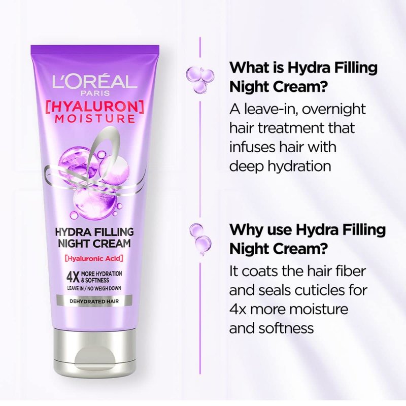 L'Oreal Paris Hyaluron Moisture Leave-In Night Cream for Dry Hair 180 ml