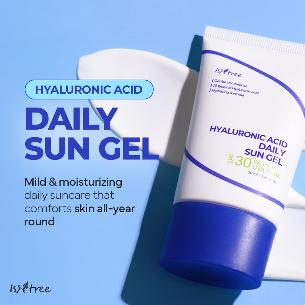 IsNtree Hyaluronic Acid Aqua Gel Cream & Daily Sun Gel Set | Hydrating Skincare Duo, 100ml + 50ml