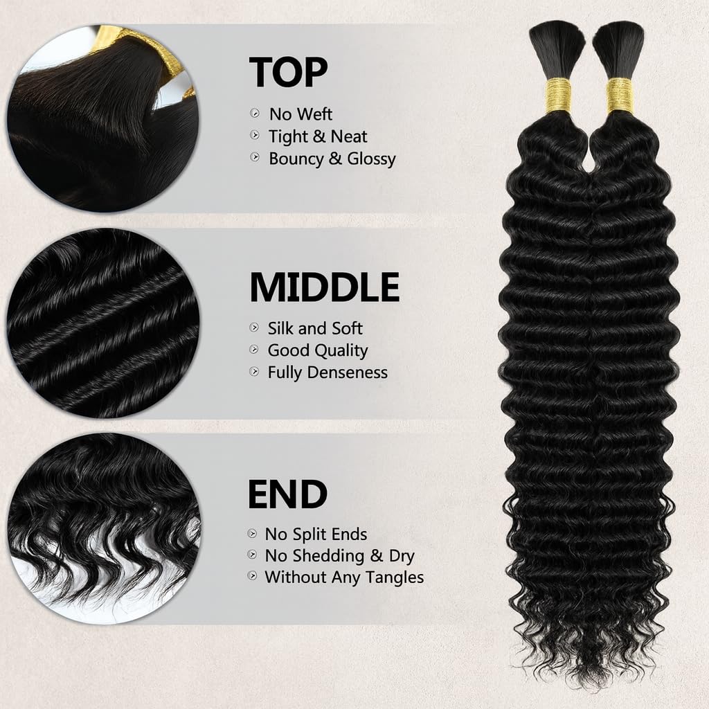 Human Hair 12A– Boho Style Bundles (22, 20, 18, 16 Inch) – Soft, Natural, Tangle-Free, Shedding-Free, for Braids, Weaves & Protective Styles (20 Inch)