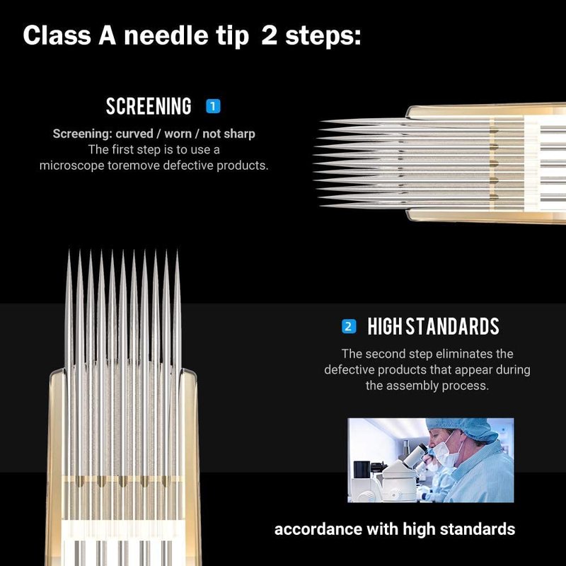 Ambition Premium 50Pcs #10 Bugpin 5RL Tattoo Cartridges Needles Disposable Supply 5 Round Liner for Professionals and Beginners Tattoo Artists