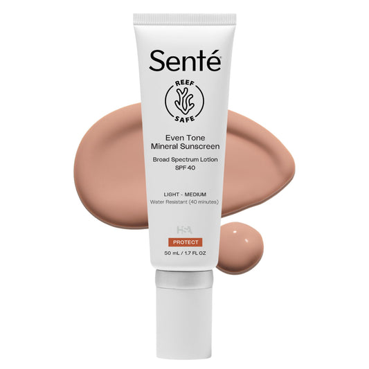 Senté Even Tone Mineral Sunscreen Tinted | SPF 40 Light-Medium | Hydrating, Lightweight Sun Protection Treatment for Redness & Discoloration | UVA/UVB & Blue Light Defense | 1.7 oz