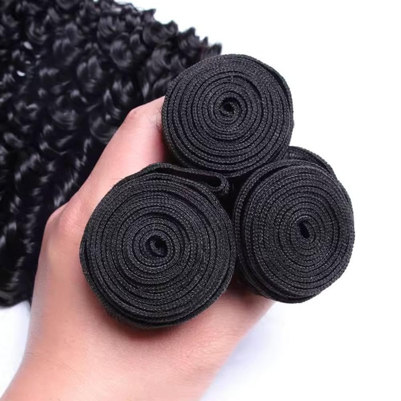 Deep Wave Human Hair Bundles - Natural Black Brazilian Virgin Remy Hair Extensions | 14 Inch, Tangle-Free, Daily Wear