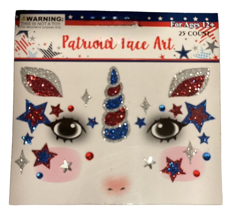 Patriotic Temporary Face Tattoos - 100 Pieces Glitter Face Art | Memorial Day 4th of July labor Day | Red White Blue Metallic Glitter | Election Party | USA
