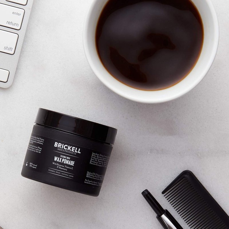 Brickell Men's Flexible Hold Wax Pomade - Natural & Organic Hair Styling Product | 2 Oz, Scented